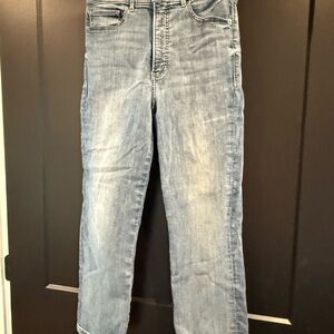 Express straight super high rise Classic Blue Denim Jeans